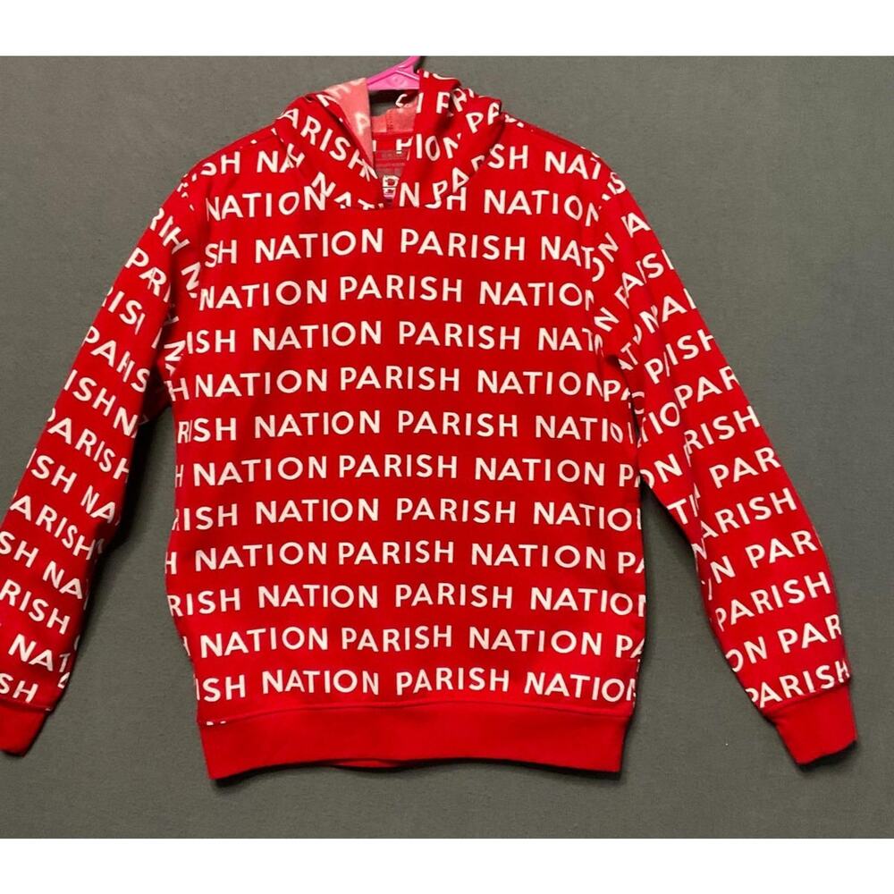 Parish‎ Nation Red Pullover Hooded Sweatshirt Boys Youth Size X-Large (18)